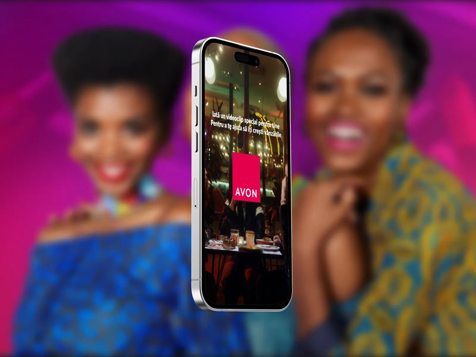 A phone playing a personalized Avon video for one of its representatives